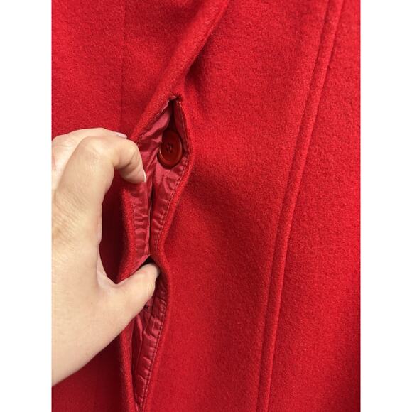 Vintage Herman Kay Women’s Red Wool Blend Coat Size 12 Button Front Pockets - Picture 3 of 5